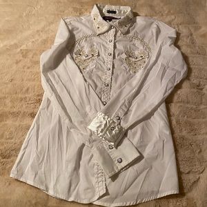 White roar button down shirt